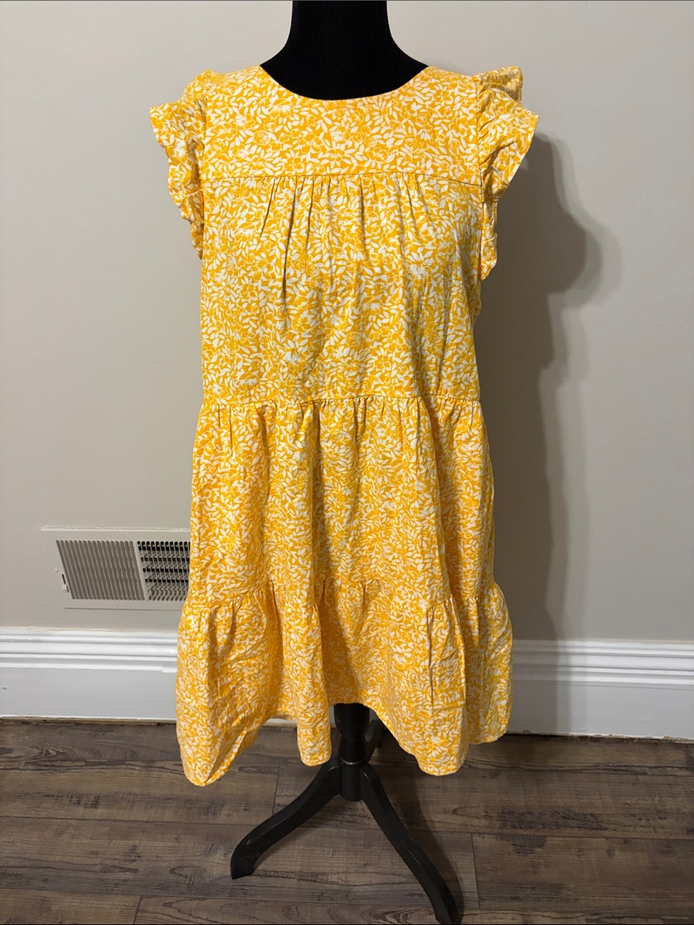 Yellow Floral Tiered Ruffle women’s  Dress